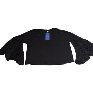 Floerns Ruffle Bell Sleeve Top Womens Small Black NEW Tiered Boho Blouse